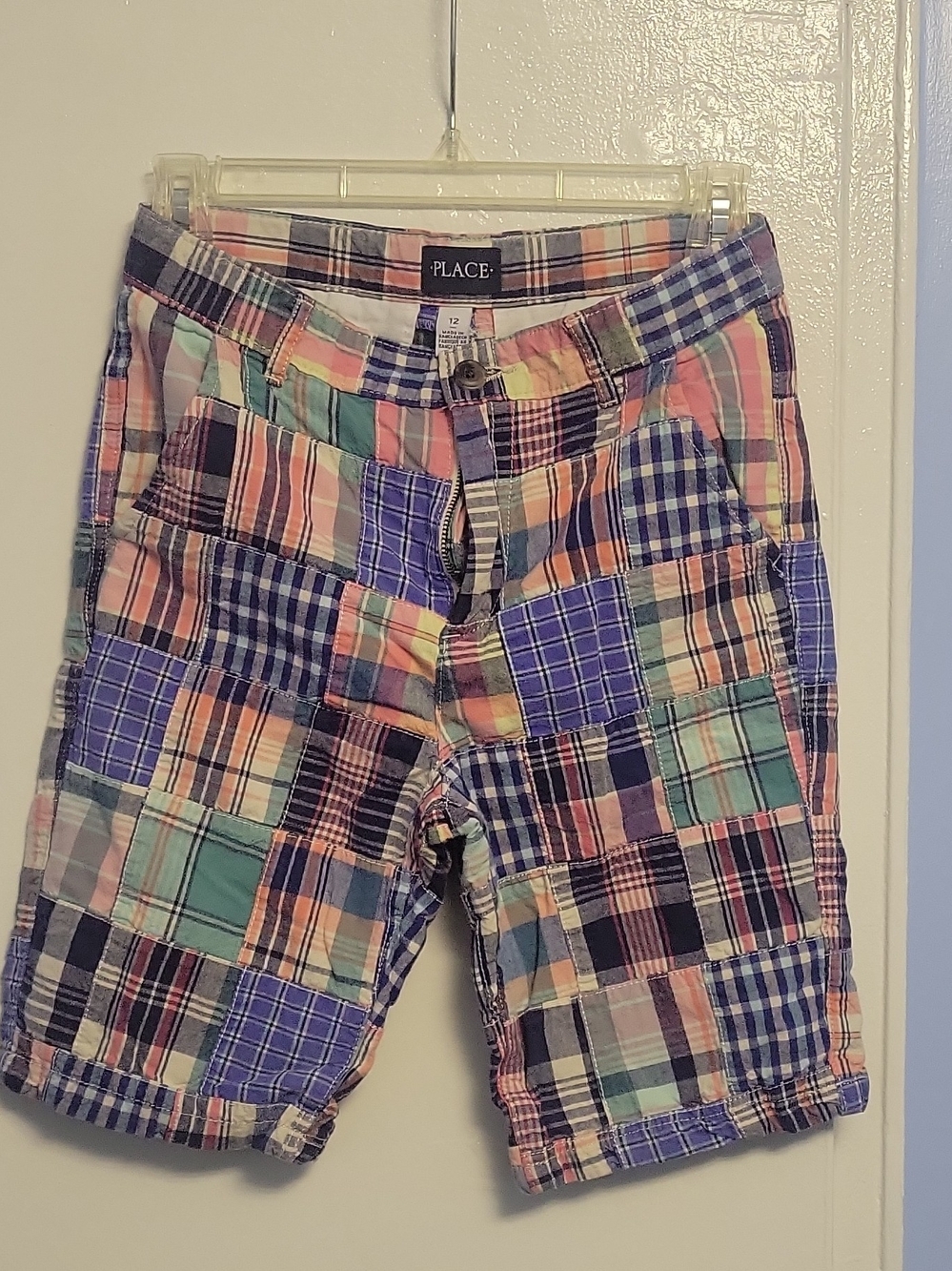 The Children's Place Plaid Patchwork Shorts - Blue, Pink, Green, Yellow